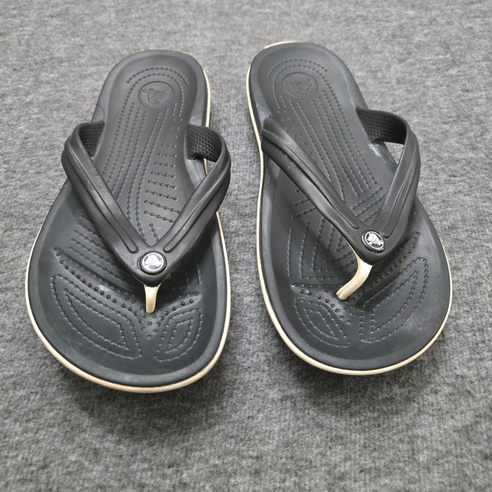 Crocs Crocband Flip Flop Women 8 Black Beach Summer Pool Sandal Comfort‎